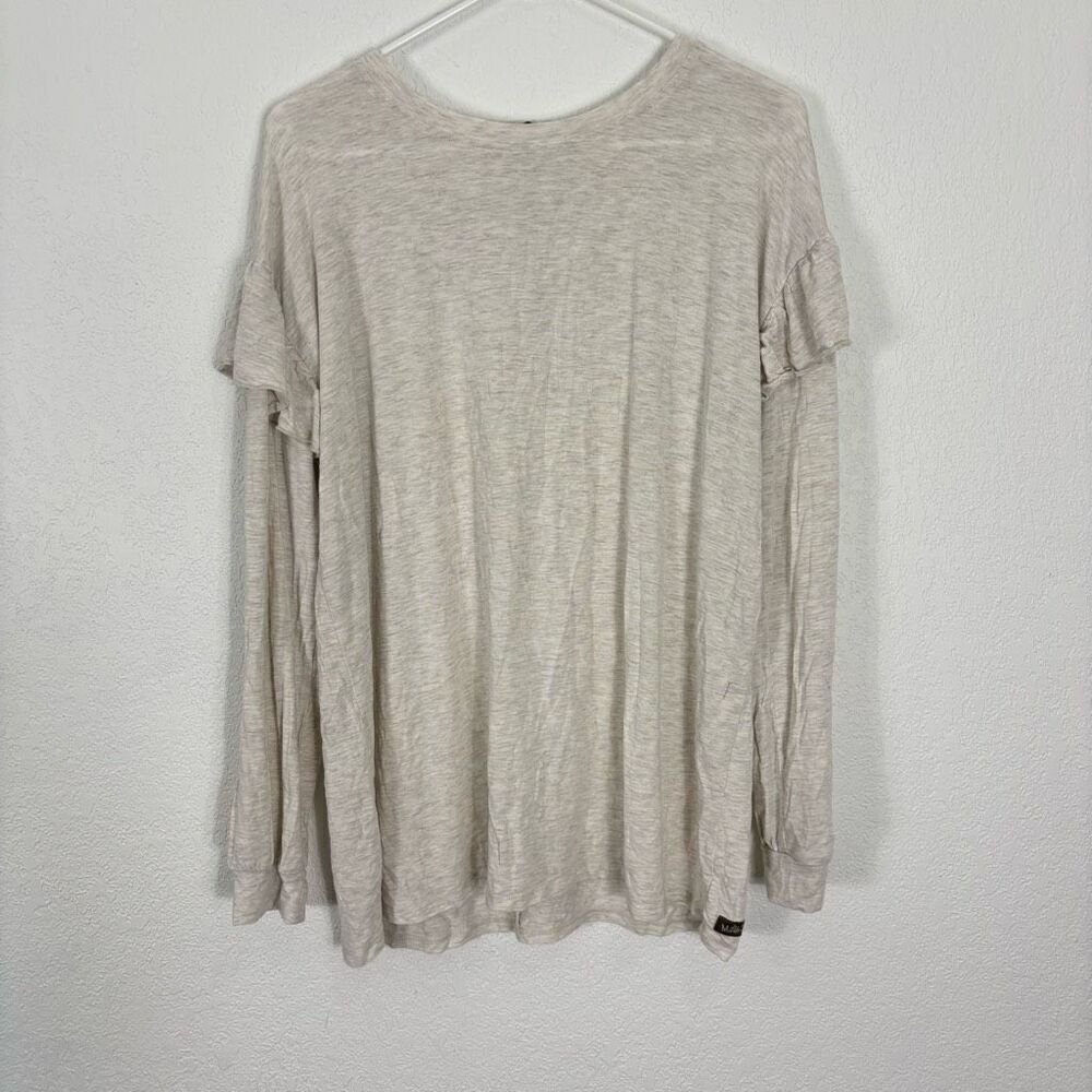 Matilda Jane Light Heathered Grey Ruffle Shoulder Long Sleeve Top‎ size XL